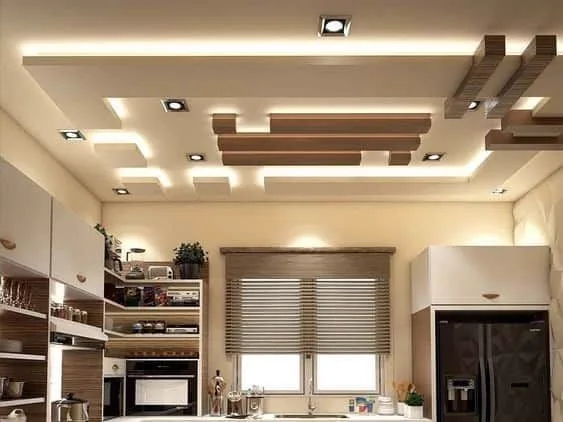 Angular false ceiling with cove lighting